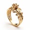 Elegant Gold Leaf Ring With Diamond Accent - Inspired By Crown