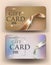 Elegant gold and silver gift cards with sparkling ribbons.