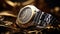 Elegant Gold And Silver Sci-fi Baroque Watch - Uhd Image