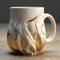 Elegant Gold And White Swirl Mug With Aluminum Mouth