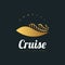 Elegant Golden Cruise or Yacht Logo Design for Business Identity. Luxury Ship Logo Design Template