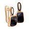 Elegant golden earrings with oval and square shape white and black opal, spinel or agate.