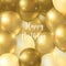 Elegant golden yellow ballon Happy Birthday celebration card banner template background