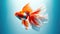 Elegant Goldfish Swimming in Blue Water, AI Generated