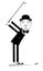 Elegant golfer man in the bowler hat is on the golf course illustration