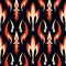 Elegant Gothic Revival Flame Pattern With Red Flowers