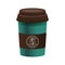 Elegant green and brown cup of coffee product