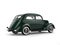 Elegant green old timer vintage car with white wall tires - back view