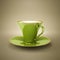 Elegant green vintage coffee cup