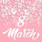 Elegant greeting card. 8 March International Women`s Day. Vector card with beautiful sakura flower element and elegant
