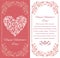 Elegant greeting postcard: Heart from floral ornament.