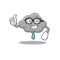 An elegant grey cloud Businessman mascot design wearing glasses and tie