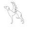 Elegant Greyhound with wings drawn in one line. Illustration of hand drawn greyhound dog. Beautiful design elements, ink