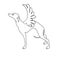 Elegant Greyhound with wings drawn in one line. Vector illustration of hand drawn greyhound dog. Beautiful design elements, ink