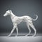 Elegant Greyhound Wireframe Sculpture With Soft Cubist Style