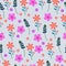 Elegant hand drawn trendy flower vector seamless pattern for textile and printing- Ditsy floral texture colorful background