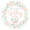 Elegant Hand-Painted Spring Sale Promotion Square Banner with Floral Wreath. Special Offer Social Media Graphics