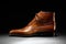 Elegant hand tooled brown leather shoe