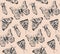 Elegant handdrawn ink moth pattern black on beige