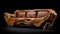 elegant handmade unique rustic sofa made from solid wood on black background