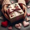 Elegant Hands Presenting a Heart-Adorned Gift Box With Pink Bow on Valentines Day