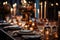 Elegant Hanukkah Feast: A Captivating Dining Table Illuminated by Warm Ambience