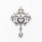 Elegant Heart Shaped Silver Brooch With Baroque Gothic Grandeur