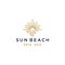 Elegant hipster sun sunset sunrise with beach ocean sea water logo icon vector in trendy line linear, outline logo vector