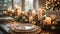 Elegant Holiday Dinner Table Set With Candles
