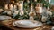 Elegant Holiday Dinner Table Set With Candles