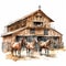 Elegant Horse Stables on a Clean White Background. Perfect for Invitations and Posters.