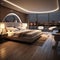 Elegant hotel room design, combining modern luxury and urban allure