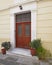 Elegant house brown door, Athens Greece