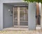 Elegant house entrance metal and glass door with letterbox, Athens Greece