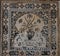 elegant intricate decorative floral arabesque inlay reliefs ceiling marble and dark reflective glass pearl tiles pattern