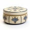 Elegant Ivory And Blue Decorative Box With Edwardian Beauty