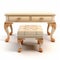 Elegant Ivory Dresser With Stool - 3d Rendering