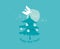 Elegant laconic xmas tree with peace pigeon. Vector illustration