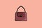 Elegant Ladies Bright Leather Bag with Black Handle vector design. Beauty fashion objects icon concept. New arrival women fashion