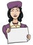 Elegant lady in retro clothes holding a blank paper, Vector illustration