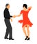 Elegant latino dancers couple illustration isolated on white background. Mature tango dancing people in ballroom night.