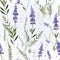 Elegant lavender flower blooms top view seamless pattern for serene and picturesque designs