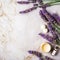 Elegant Lavender & Natural Cosmetics on Sophisticated Marble