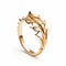 Elegant Leaf Ring In Yellow Gold With Diamonds - Inspired By Crown