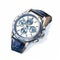 Elegant Leather Wristwatch With Blue Straps - Exquisite Artistic Design