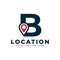 Elegant Letter B Geotag or Location Symbol Logo. Red Shape Point Location Icon. Usable for Business and Technology Logos. Flat