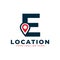 Elegant Letter E Geotag or Location Symbol Logo. Red Shape Point Location Icon. Usable for Business and Technology Logos. Flat