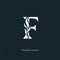 Elegant letter F. Graceful royal style.