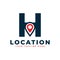 Elegant Letter H Geotag or Location Symbol Logo. Red Shape Point Location Icon. Usable for Business and Technology Logos. Flat