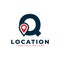 Elegant Letter Q Geotag or Location Symbol Logo. Red Shape Point Location Icon. Usable for Business and Technology Logos. Flat